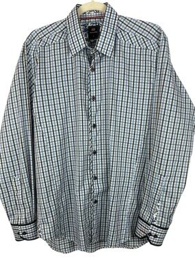 Sloane 044 Shirt Club Cotton Blend Men's Blue White Plaid Button-Down XL Shirt